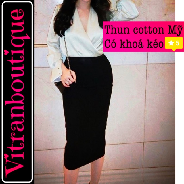 VITRAN BOUTIQUE Chân Váy Bút Chì Công Sở Dáng Dài Cạp Cao Xẻ Sau Nữ Thun Cotton Xịn Dày Co Dãn Basic Trơn ĐơnGiản (CVBC) | BigBuy360 - bigbuy360.vn