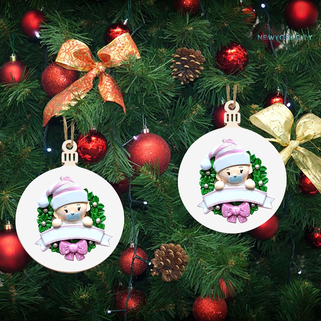 Phụ Kiện Treo Trang Trí Giáng Sinh Bằng Gỗ Kiểu Hoạt Hình Kèm Mặt Dây Che Mặt