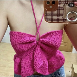Áo croptop len đan móc