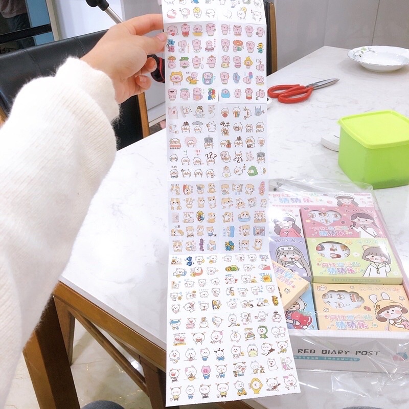 sỉ khay 30 hộp stiker đáng yêu ( hộp 12 tờ nhỏ)