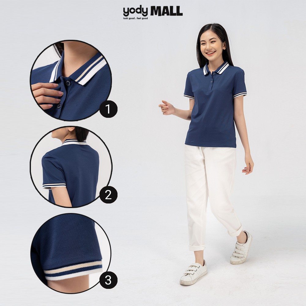 Áo thun polo nữ phối bo YODY cổ bẻ cao cấp tôn dáng co dãn tốt nhiều màu APN3706 | BigBuy360 - bigbuy360.vn