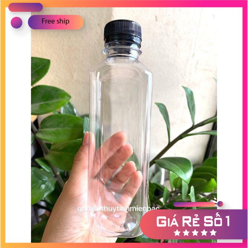 Chai nhựa vuông nắp đen đựng trà sữa,trà thái, nước ép trái cây