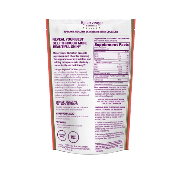 Viên Kẹo Nhai Cải Thiện Nếp Nhăn Mắt Collagen Replenish Chews 60 viên - Có thể mua tại cửa hàng