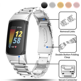 Dây đeo thay thế bằng thép không gỉ 2021 cho fitbit charge 6 / 5 fitbit charge 5 correa