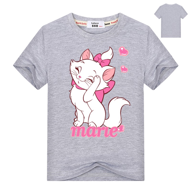 Áo thun in hình mèo Kitty tay ngắn vải cotton 100% thời trang mùa hè dành cho bé gái