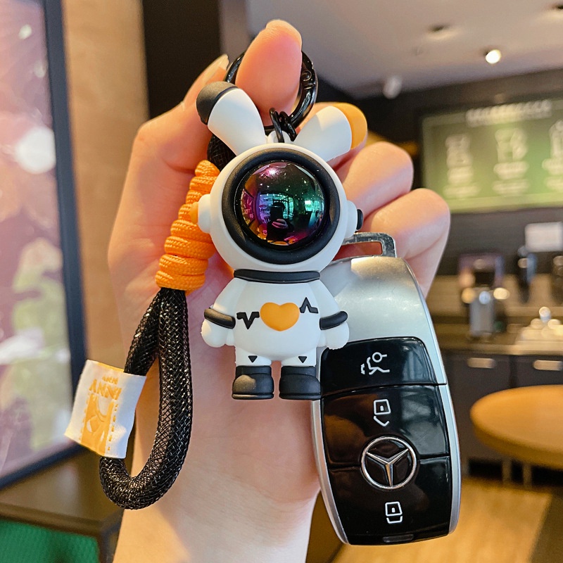 Móc khóa chú thỏ phi hành gia hot trend chất liệu PVC trang trí balo túi xách, quà tặng bạn bè-Ráp