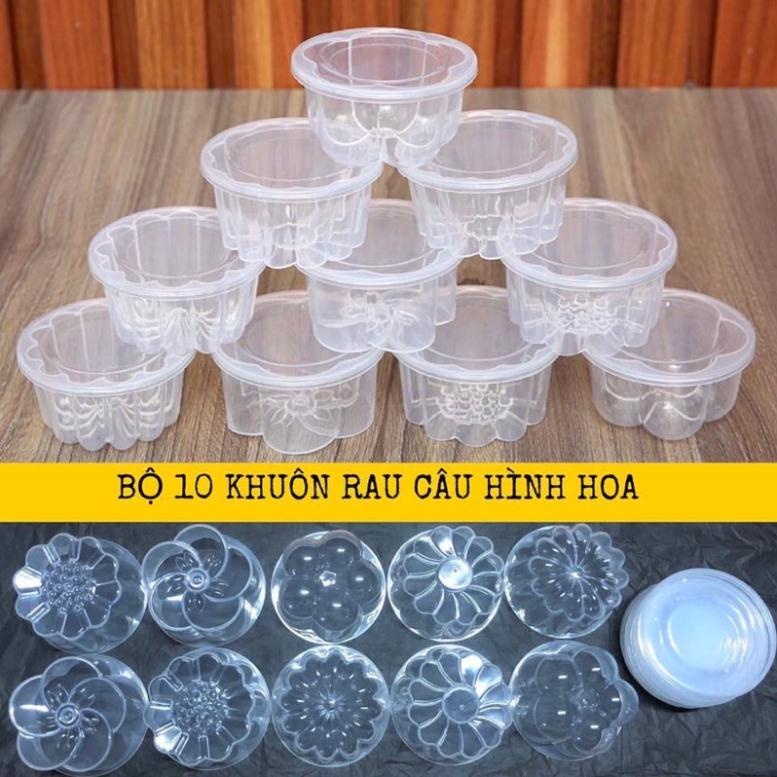 Bộ 10 khuôn làm rau cau, bánh flan kèm nắp đậy 6cm