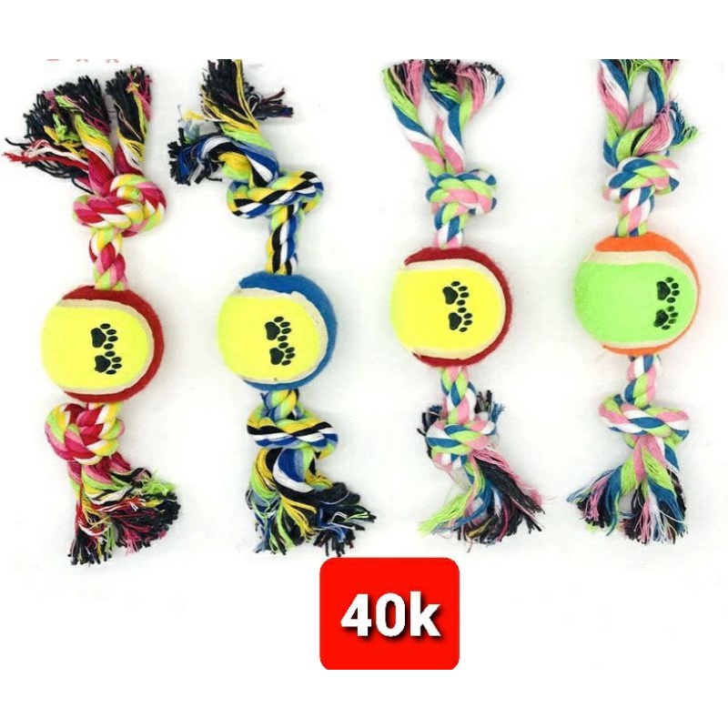 Đồ chơi chó mèo bóng tennis dây thừng tập giằng CẮN PHÁ GẶM