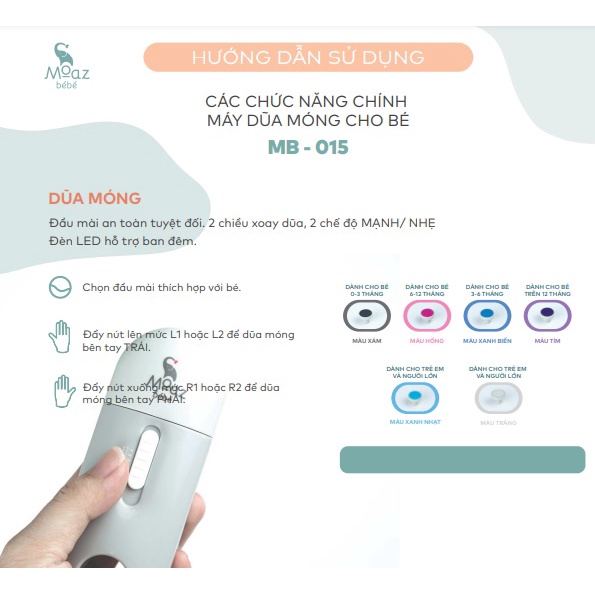 Bộ máy dũa móng tay, móng chân cho bé MOAZ BÉBÉ chính hãng - The Caring Cube