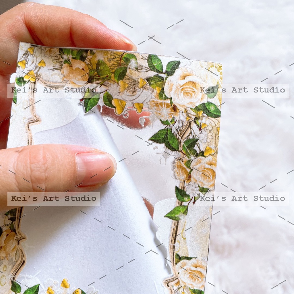 1 miếng decal trong trang trí toploader thiết kế khung viền dễ thương, vintage,..