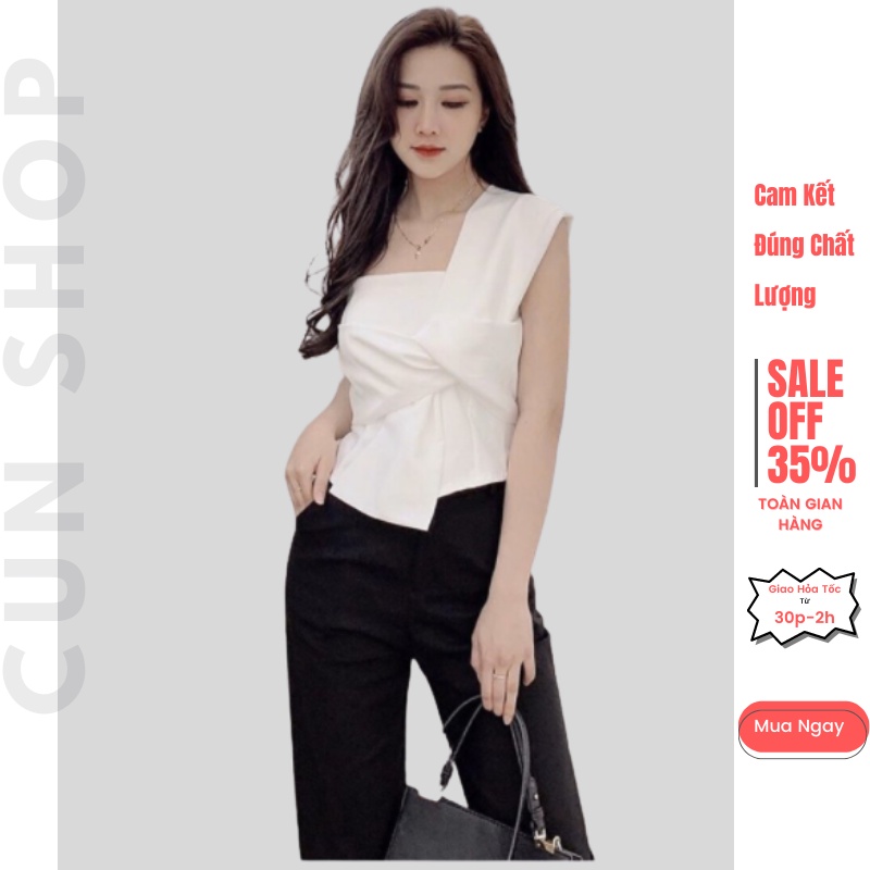 Áo Kiểu hở vai 1 bên nơ ngực cho nữ từ 40kg đến 50kg kiểu dáng thời trang