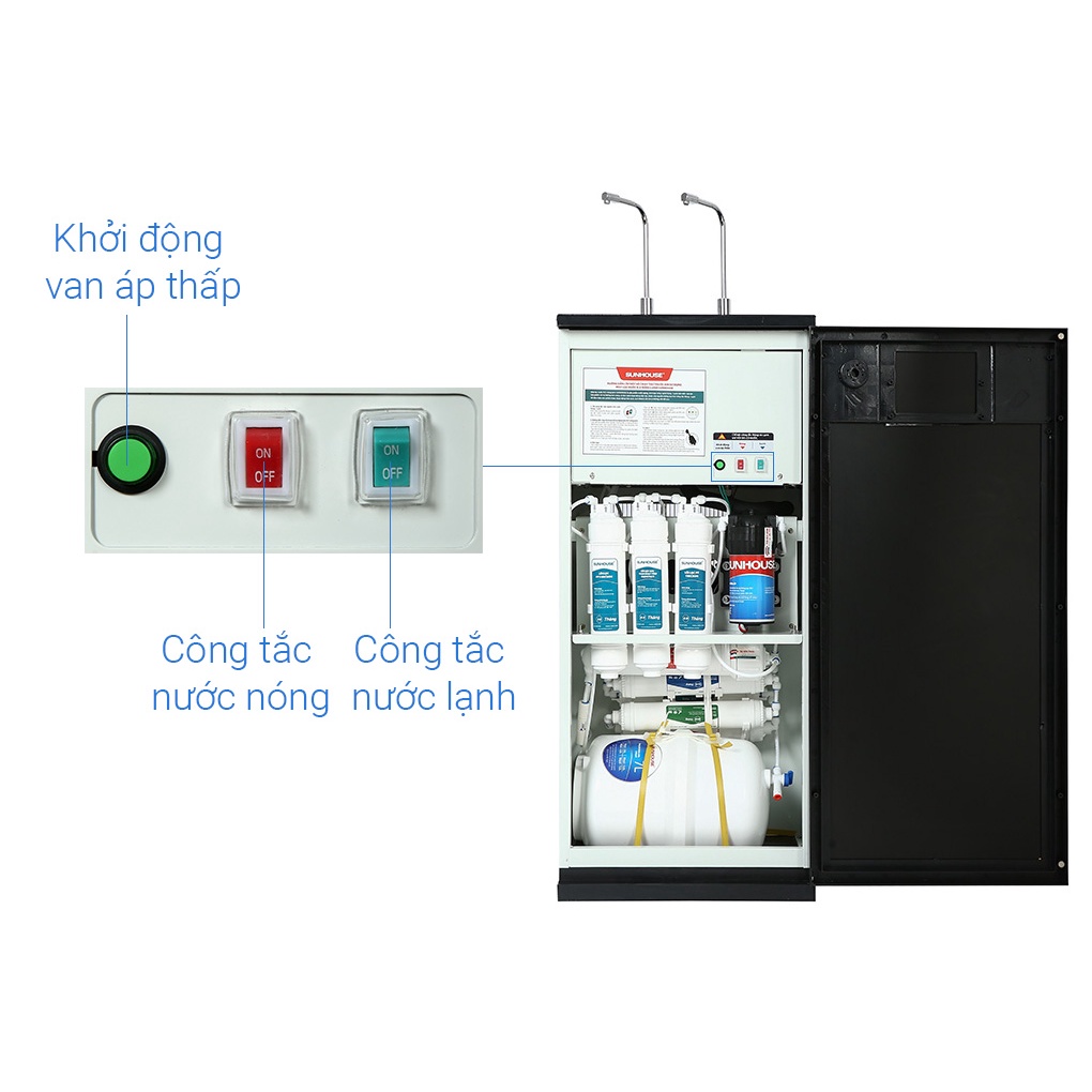 Máy lọc nước RO nóng nguội lạnh Sunhouse SHA76215CK 9 lõi