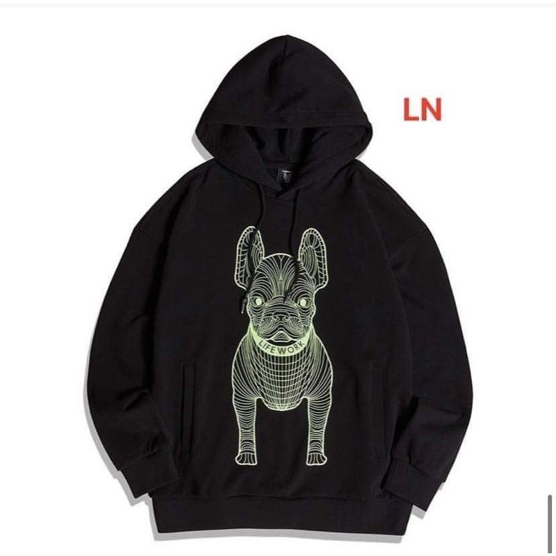 Áo hoodie chó sắc màu cotton LN12