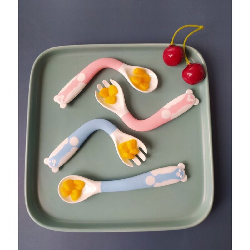 Set Thìa Nĩa Bẻ Cong Cho Bé Yêu Ăn Dặm