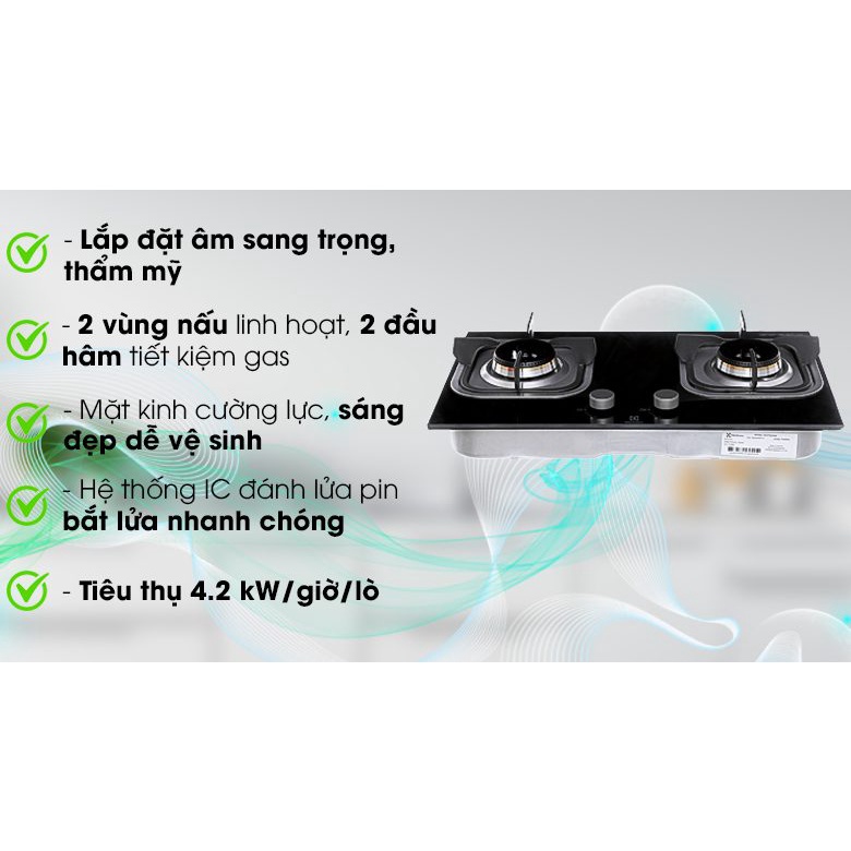 Bếp gas âm Electrolux EGT7221EK TRƯNG BÀY+Tặng dây gas-BẢO HÀNH 12 tháng