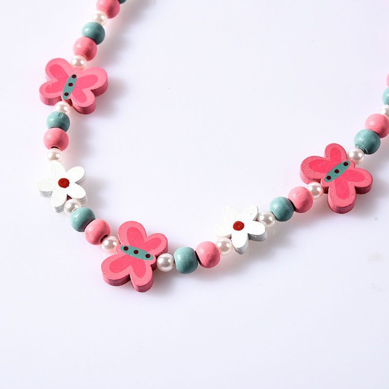 1 Bộ Trang Sức Hạt Gỗ Nhiều Màu Cho Bé