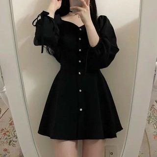 Đầm đen xoè trễ vai tay nơ sang trọng cuốn hút. đi tiệc/ đi chơi du lịch