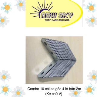Combo 10 cái ke góc  4 lỗ bản 2cm (Ke chữ V)
