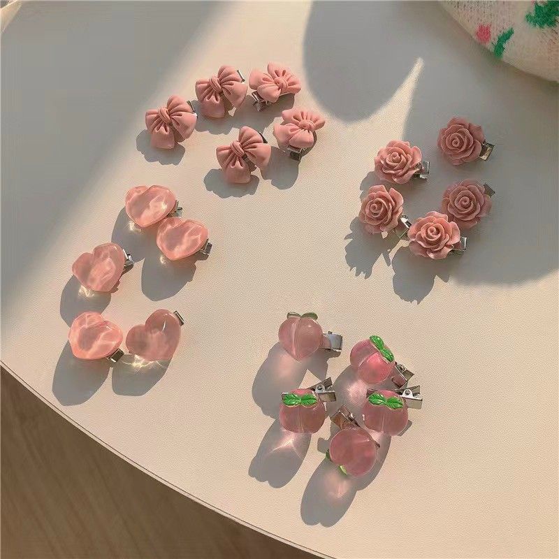 Set 10 kẹp tóc Hàn Quốc Hình Quả Đào,Trái Tim,Nơ,Bông Hoa Xinh Xắn,Dễ Thương