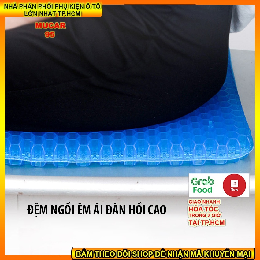 Đệm Ngồi Gel lưới 3D Thoáng Khí Tuần Hoàn Máu, Tiện Lợi ,Chống Đau Mỏi Lưng Ê Mông Khi Ngồi Lâu, Đệm Gel Silicon 2 Lớp