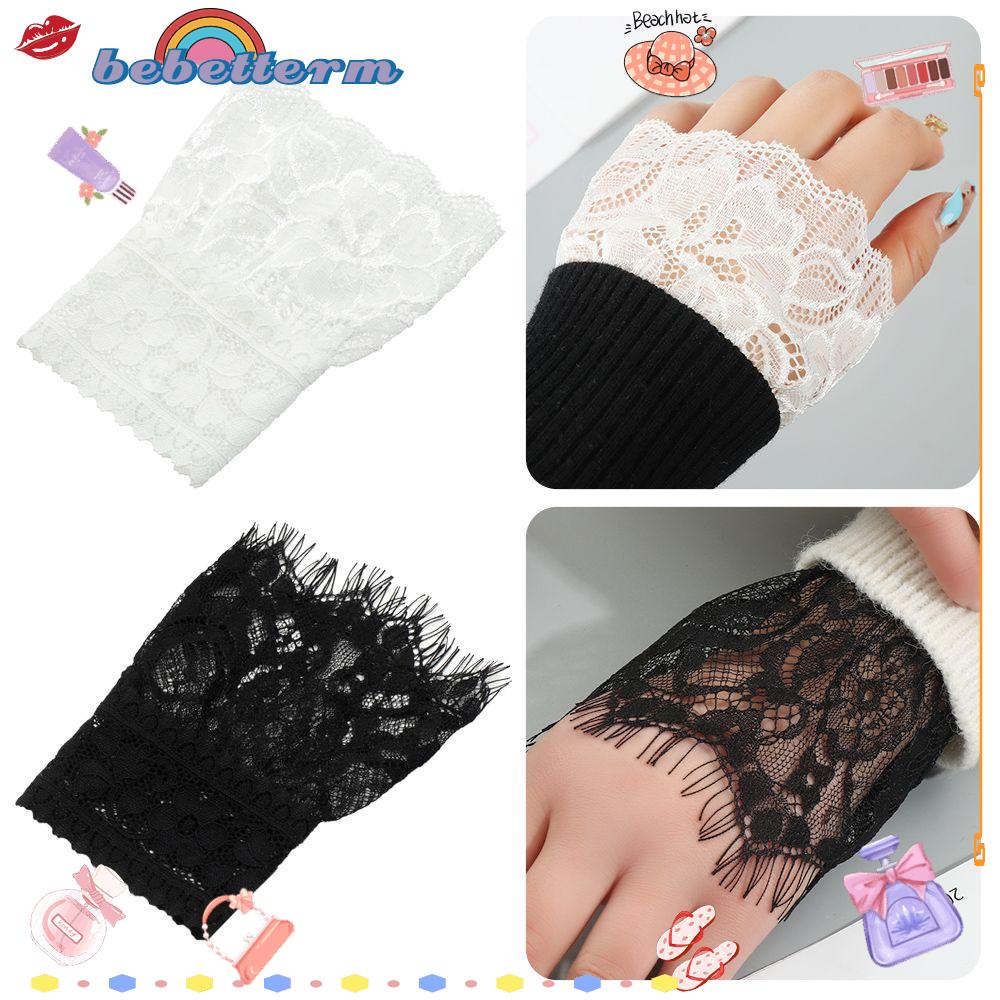 Cổ tay áo giả vải ren chống nắng phối áo len phong cách thời trang xuân thu