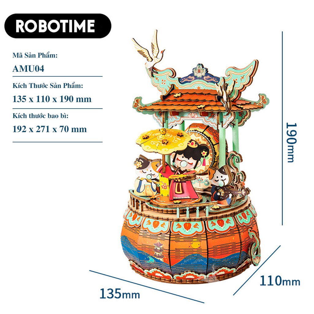 Mô hình Hộp nhạc Robotime Music Box AMU01-AMU04. Đồ chơi lắp ráp bằng gỗ 3D.