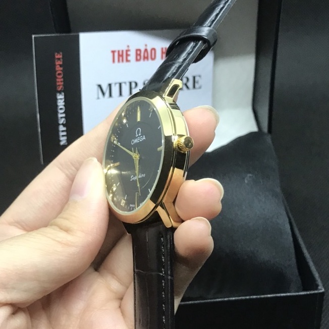 Đồng hồ Omega Nam dây da mềm, hàng full box, thẻ bảo hành 12 tháng - Dongho.omega