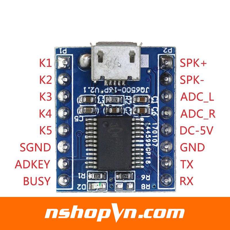 Module phát âm thanh MP3 JQ6500 nhỏ gọn, dễ sử dụng cho việc kích hoạt âm thanh hệ thống thông báo, phát giọng nói