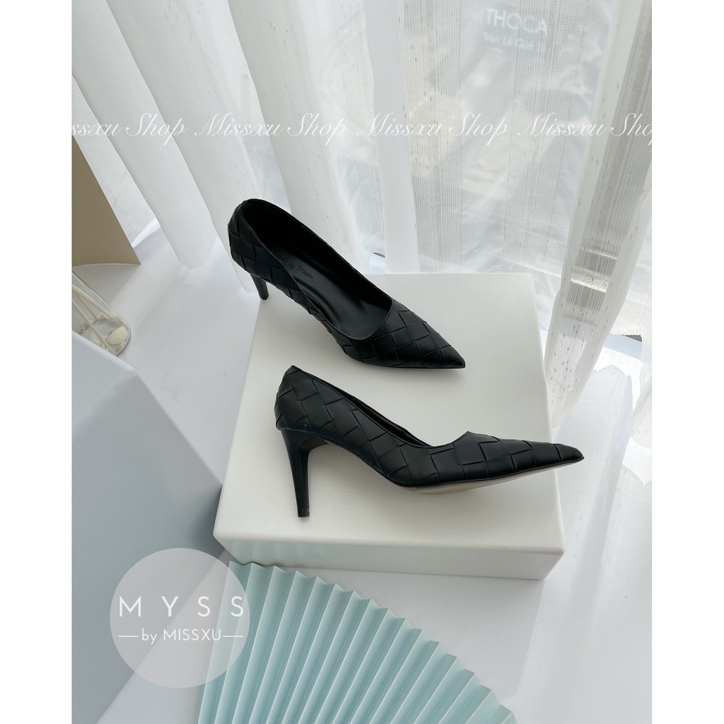 Giày nữ mũi nhọn vân ô 7 cm thời trang MYSS - CG189