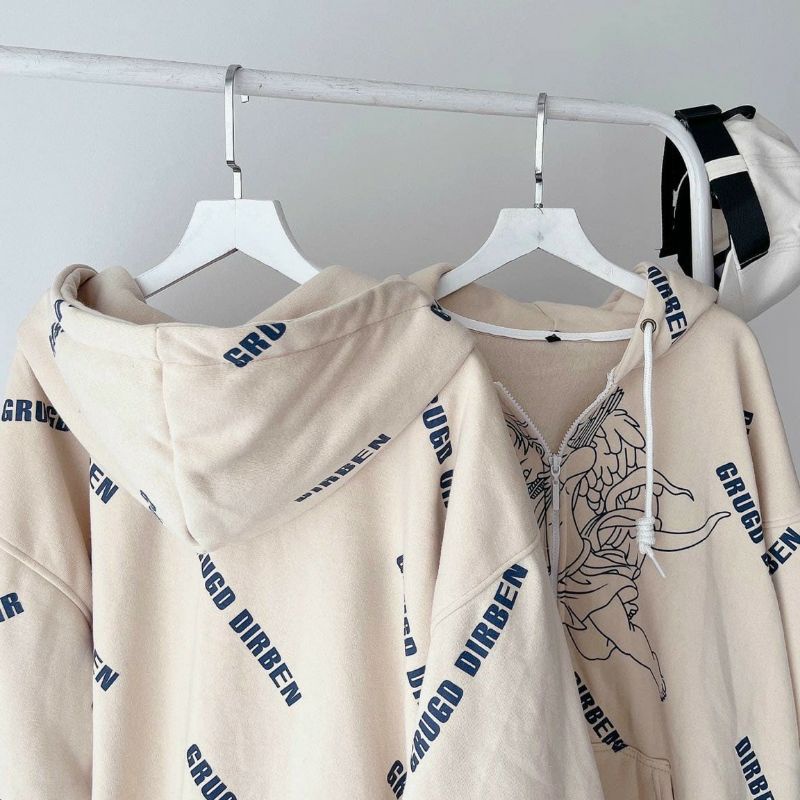 Áo khoác dây kéo nỉ lót bông thiên thần unisex (Nam/Nữ)