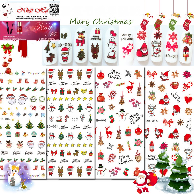 Sticker Ông Già Noel, Bông Tuyết Mẫu Mới- Trang Trí Móng Nail Nghệ ...