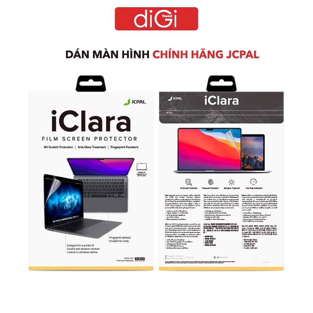 Bộ Dán Màn Hình JCPAL iClara Chính Hãng Mácbook 13 inch 14 inch 15 inch 16 inch M1 M2 Chống Lóa Dán Từ Tính