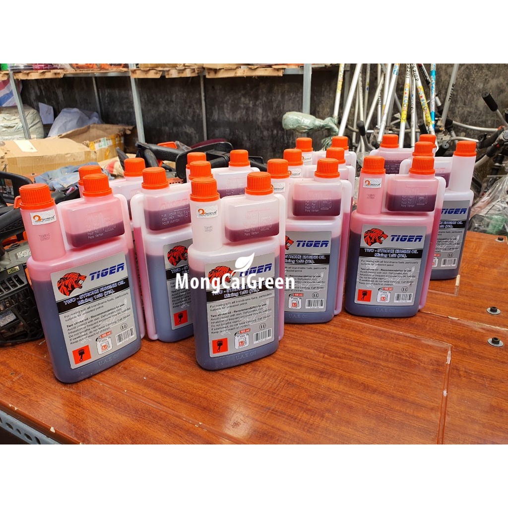 Nhớt 2 thì Tiger chính hãng dùng cho máy cắt cỏ, cưa gỗ, xe máy 2T loại đậm đặc tỉ lệ 1:50