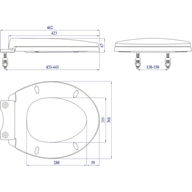 NẮP ÊM BÀN CẦU HA11 DÀNH CHO BÀN CẦU 2 KHỐI, NHỰA ABS CAO CẤP