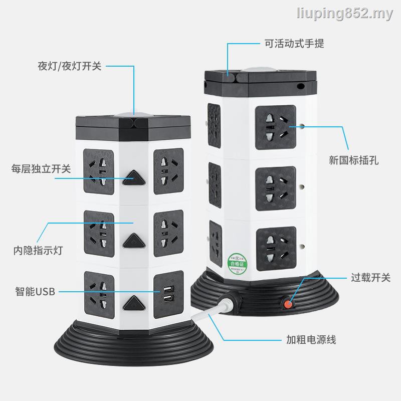 Ổ Cắm Điện Đa Năng Nhiều Lỗ Kèm Dây Và Ổ Cắm Hình Khối Rubik Ba Chiều