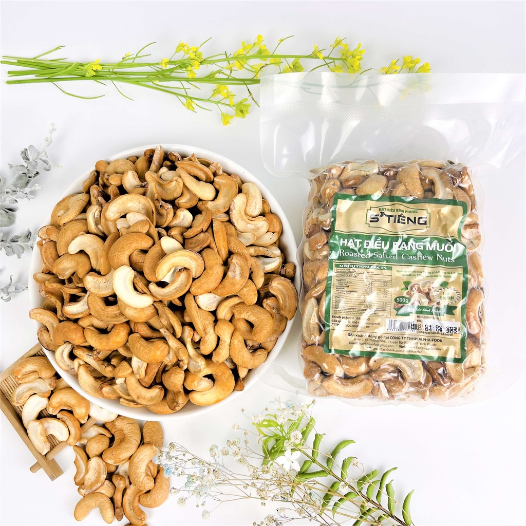 Hạt điều rang muối Sạch Vỏ lụa Bình Phước loại bể vỡ STiêng 500Gr