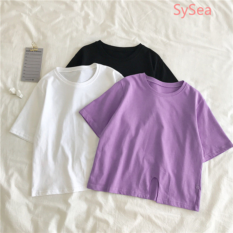 Áo Thun Croptop Tay Ngắn 100% Cotton Kiểu Dáng Trẻ Trung Dành Cho Nữ