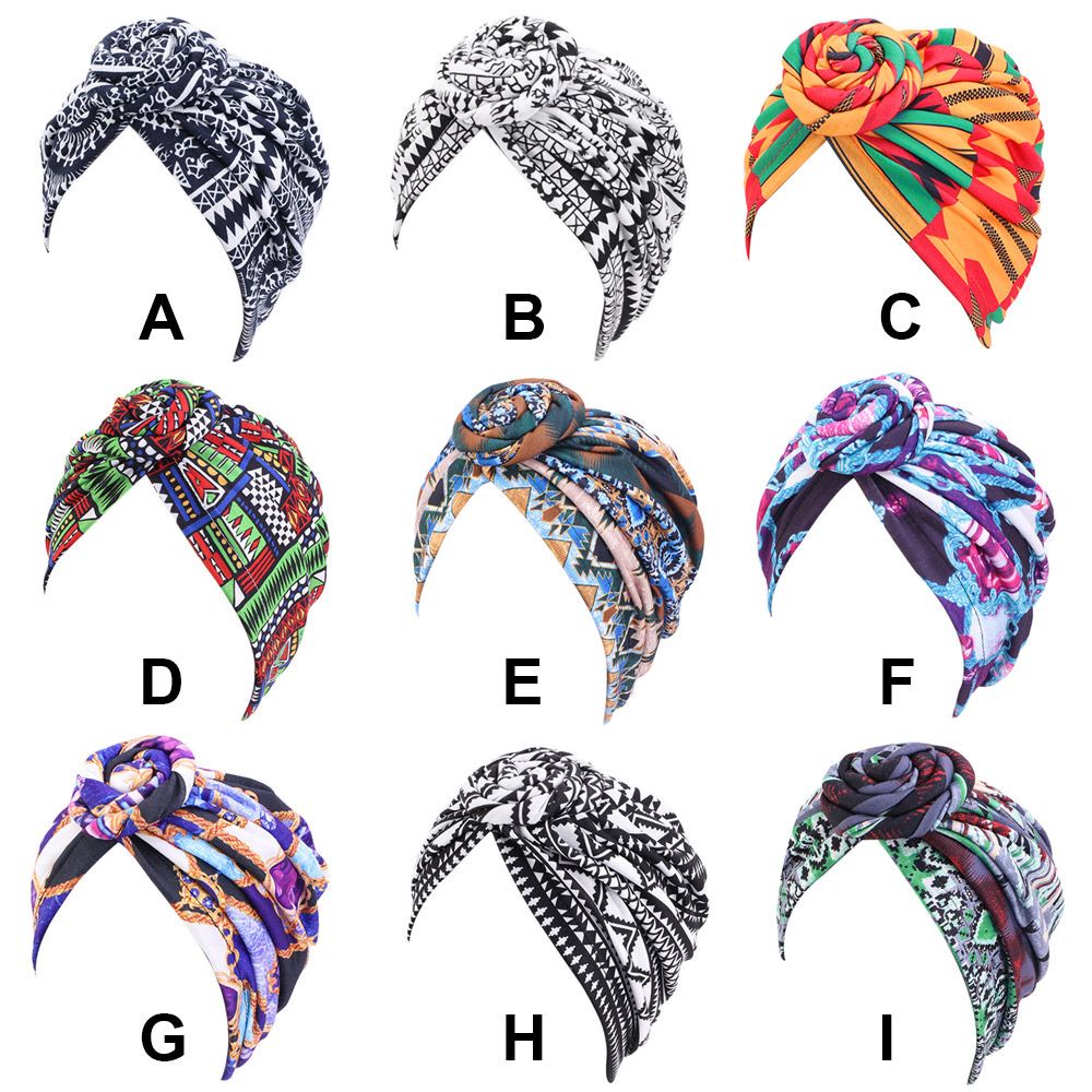 Mũ trùm đầu turban cotton satin mềm mại thắt nút hoa phong cách Châu Phi thời trang dành cho nữ