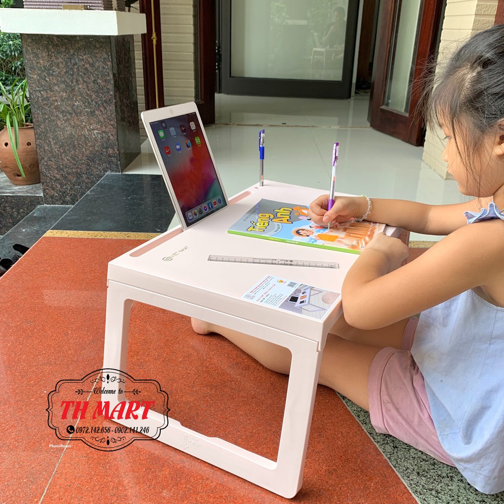 ❤XẢ LỖ❤️ bàn nhựa gấp ngọn, bàn học cho bé thông minh có khe cắm ipad - hàng chính hãng Việt Nhật Plastic