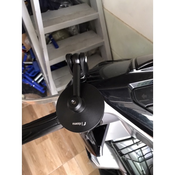 Gương tròn riroma nhôm gắn chân gương xoay gập các dòng xe