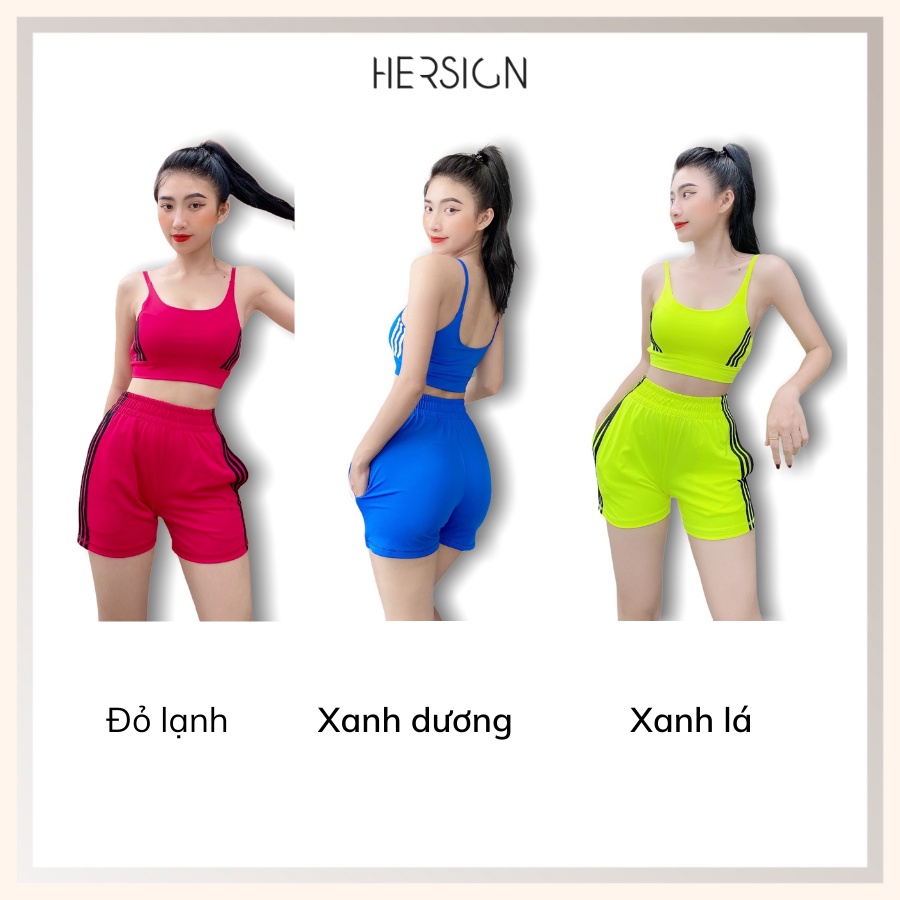 ĐỒ TẬP GYM NỮ ĐỒ TẬP YOGA NỮ BỘ ĐỒ TẬP ÁO BRA QUẦN SHORT BỘ THỂ THAO THUN LẠNH HERSIGN-SET37B