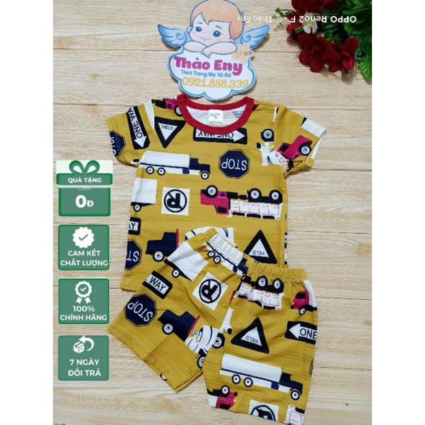 Bộ cotton thông hơi bé trai (size 6-22kg)