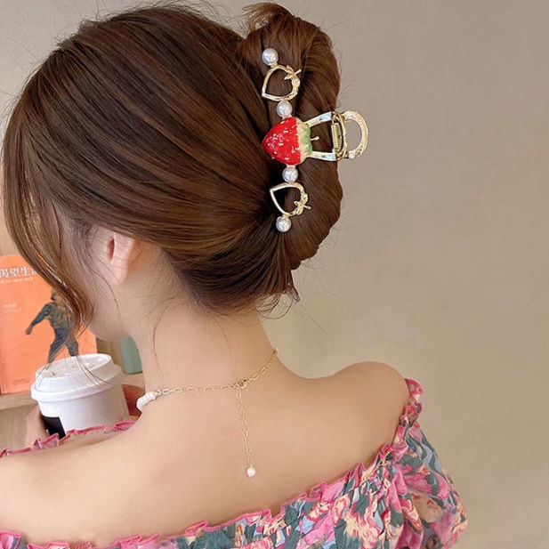 Kẹp Tóc Hình Quả Dâu Màu Xanh Đỏ Phong Cách Mới 2022