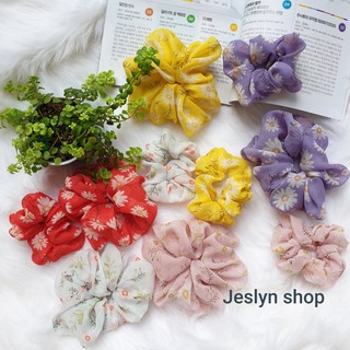 Cột tóc scrunchies hoa cúc nhiều màu dún đẹp cj4