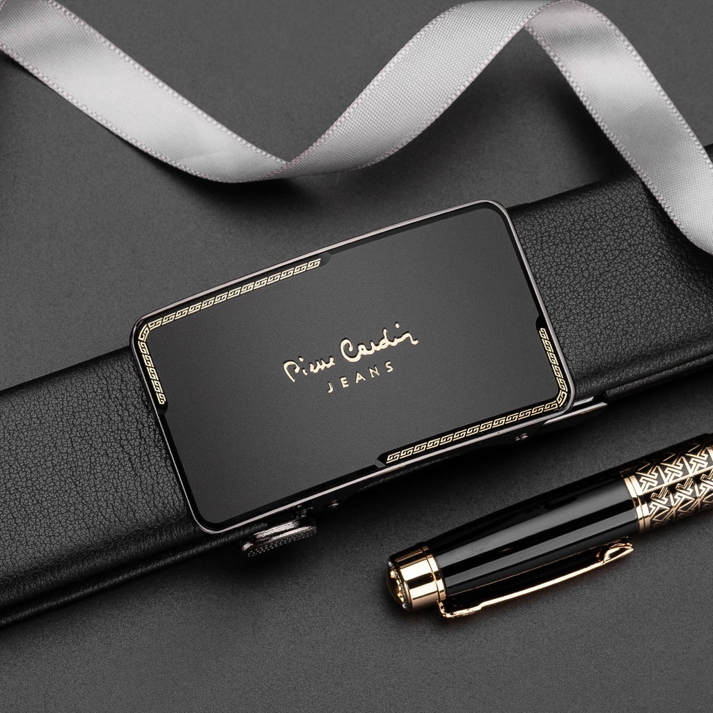 Thắt lưng pierre cardin mặt nhám logo vàng, dây da bò cao cấp 80