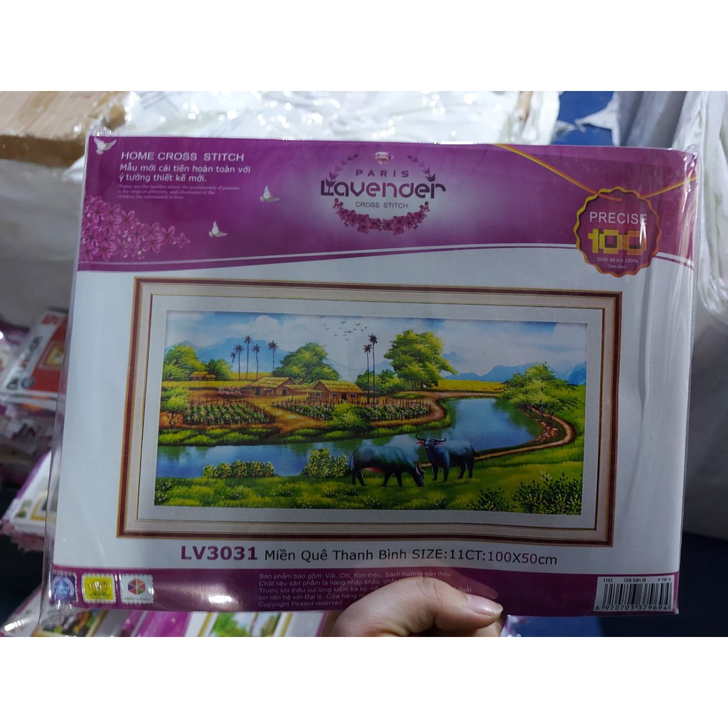 Tranh thêu chữ thập Phong cảnh đồng quê 100*50cm LV3031 -