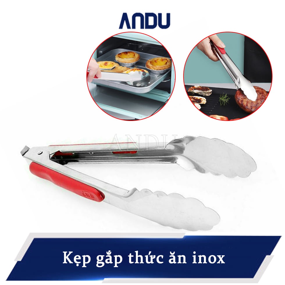 Kẹp Gắp Thức Ăn Inox, Kẹp Nướng Không Gỉ, Dụng Cụ Kẹp Thịt Nướng