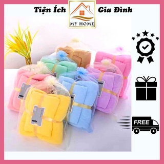 Set 2 khăn, khăn tắm kèm khăn mặt cao cấp, khăn tắm cho bé và người lớn, kích thước 70x140cm + 30x50cm