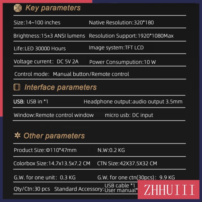 Máy Chiếu Phim Mini Jt200 Đa Phương Tiện Có Đèn Led