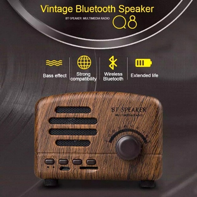 [Tặng Tai Nghe] Loa Bluetooth Mini Retro Vintage Sang Chảnh Loa Nghe Nhạc - Đài FM - Bass Hay Ấm Nghe Nhạc Lâu 5-8h